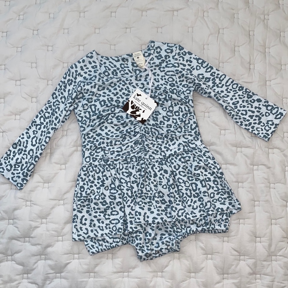 Kate Quinn Blue Leopard Print Bodysuit